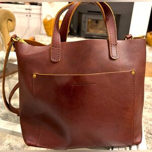 Portland Leather Goods Medium Crossbody Brown Purse Tote Bag Brassware Handmade